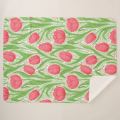 赤と緑のチューリップ シェルパブランケット (正面(横))