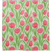 赤と緑のチューリップ シャワーカーテン (正面)