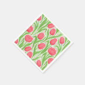 赤と緑のチューリップ スタンダードカクテルナプキン (角)