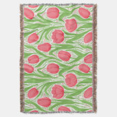 赤と緑のチューリップ スローブランケット (正面縦)