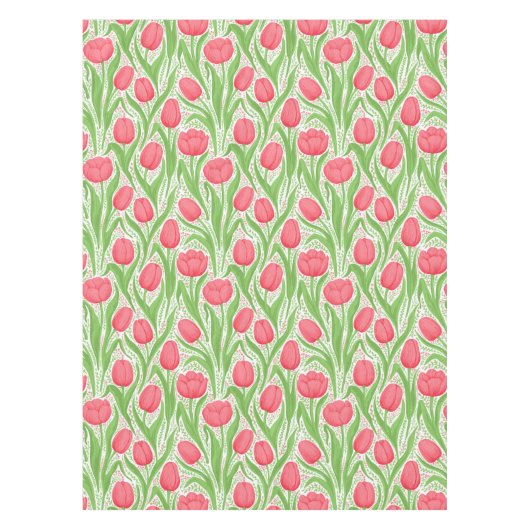 赤と緑のチューリップ テーブルクロス (正面)