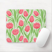 赤と緑のチューリップ マウスパッド (マウス)