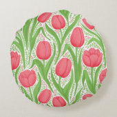 赤と緑のチューリップ ラウンドクッション (裏面)