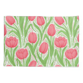 赤と緑のチューリップ 枕カバー (裏面-左)