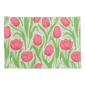 赤と緑のチューリップ 枕カバー (裏面-右)