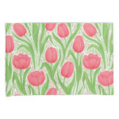 赤と緑のチューリップ 枕カバー (正面右)