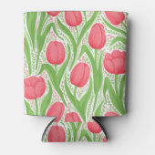 赤と緑のチューリップ 缶クーラー (正面)