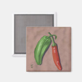 赤と緑のチリペッパー マグネット (正面/裏面)