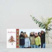 赤と緑のツリーアーガイルメリークリスマス シーズンカード (スタンド正面)