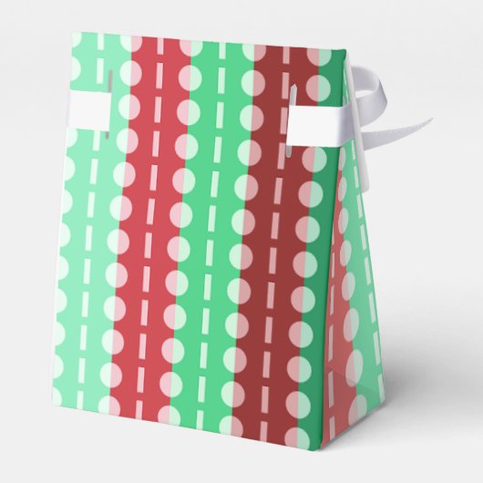 赤と緑のテンストライプツのクリスマスサークル フェイバーボックス (裏面サイド)