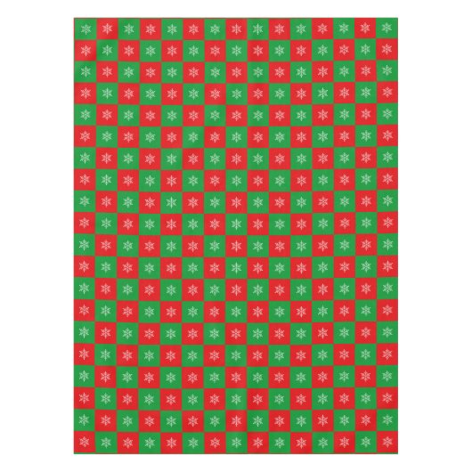 赤と緑のテーブルクロスのクリスマススノーフレーク テーブルクロス (正面)