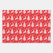 赤と緑のトナカイとクリスマスツリー3 ラッピングペーパーシート (正面2)