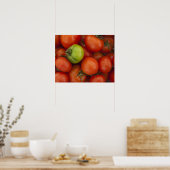 赤と緑のトマトと販売用の看板 ポスター (キッチン)