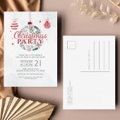 赤と緑のトレンディークリスマスホリデーパーティー インビテーションポストカード