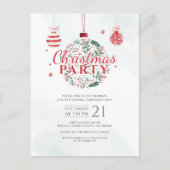 赤と緑のトレンディークリスマスホリデーパーティー インビテーションポストカード (正面)