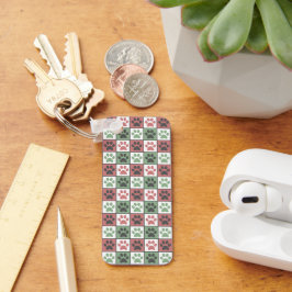 赤と緑のドッグのポープの印刷パターン キーホルダー