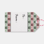 赤と緑のドッグのポープの印刷パターン ギフトタグ (正面(横))