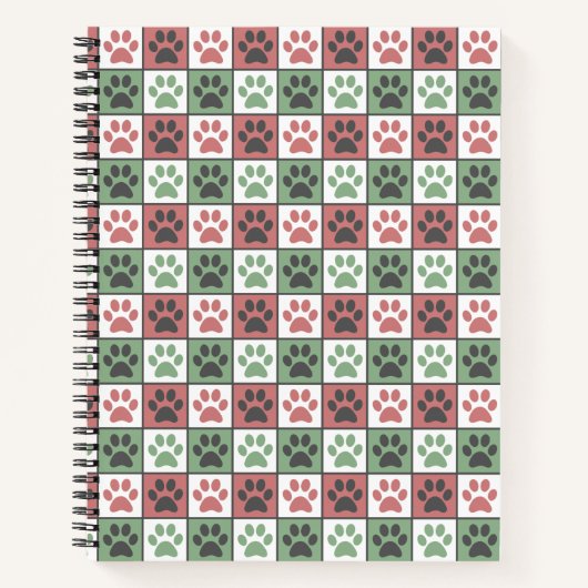 赤と緑のドッグのポープの印刷パターン ノートブック (正面)