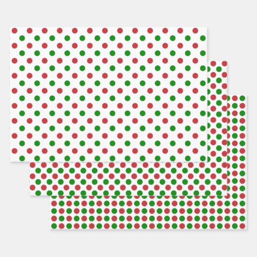 赤と緑のドットのラッピング紙シート ラッピングペーパーシート (セット)