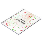 赤と緑のドットの渦巻き背景 ノートブック (左側)
