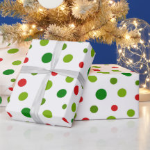 赤と緑のドット柄 クリスマス包装紙