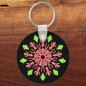 赤と緑のネオンの花 キーホルダー (正面)