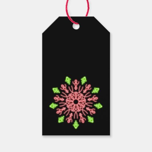 赤と緑のネオンの花 ギフトタグ (正面)
