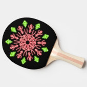 赤と緑のネオンの花 卓球ラケット (横)