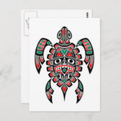 赤と緑のハイダ精神の海亀 ポストカード (正面/裏面)