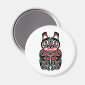 赤と緑のハイダスピリットベア マグネット (正面/裏面)