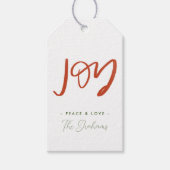 赤と緑のハンドレタージョイホリデーギフトラベル ギフトタグ (正面)