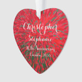 赤と緑のハートアニバーサリークリスマスアクリル オーナメント (正面)