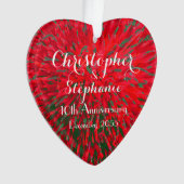赤と緑のハートアニバーサリークリスマスアクリル オーナメント (正面)