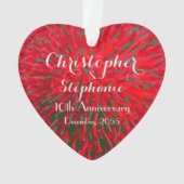 赤と緑のハートアニバーサリークリスマスアクリル オーナメント (裏面)