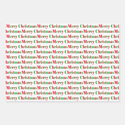 赤と緑のハートストライプのがクリスマスを祝う ラッピングペーパーシート (正面3)