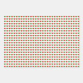 赤と緑のハートストライプのがクリスマスを祝う ラッピングペーパーシート (正面2)