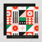 赤と緑のバウハウス柄 モダン シーズンカード (正面/裏面)