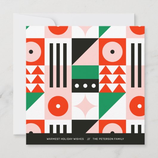 赤と緑のバウハウス柄 モダン シーズンカード (正面)