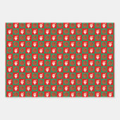 赤と緑のバスケットボール&サンタマッチングクリスマス ラッピングペーパーシート (正面)