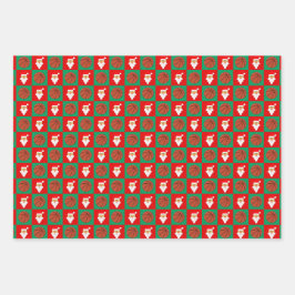 赤と緑のバスケットボール&サンタマッチングクリスマス ラッピングペーパーシート