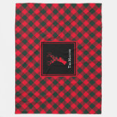 赤と緑のバッファローのプレイドトインデーパーソナライズされたア フリースブランケット (正面)