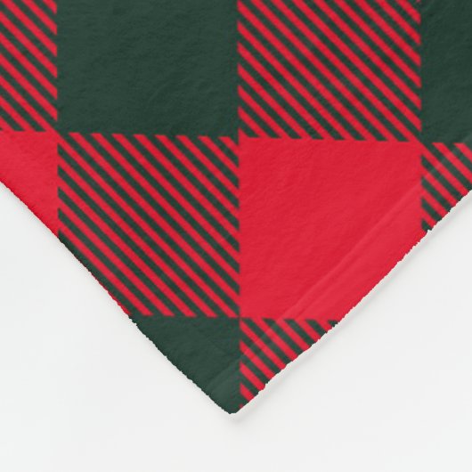 赤と緑のバッファローのプレイドトインデーパーソナライズされたア フリースブランケット (角)