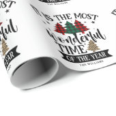 赤と緑のバッファローの格子柄メリークリスマス ラッピングペーパー (ロールコーナー)