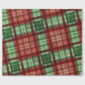 赤と緑のバッファロープライド ホリデー クリスマス ラッピングペーパー (フラット)