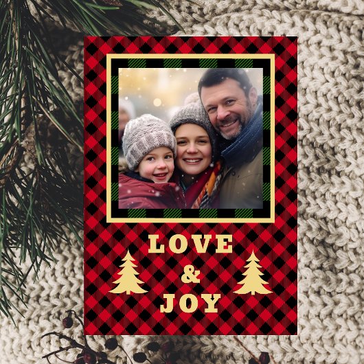 赤と緑のバッファロープレイドカスタム写真ラブジョイ シーズンカード