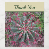 赤と緑のバレルのサボテンの写真ありがとう ワインラベル (シングルラベル)