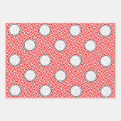 赤と緑のバレーボール&サンタマッチングクリスマス ラッピングペーパーシート (正面2)