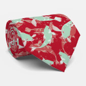 赤と緑のパターン – コイ魚 ネクタイ (ロール)