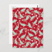赤と緑のパターン – コイ魚 ポストカード (正面/裏面)