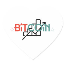"赤と緑のビットコイン成長チャートハートデザイン"